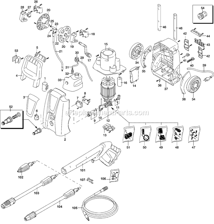Black and Decker PW22-B2C (Type 1) Pressure Washer 2100w Power Tool Page A Diagram